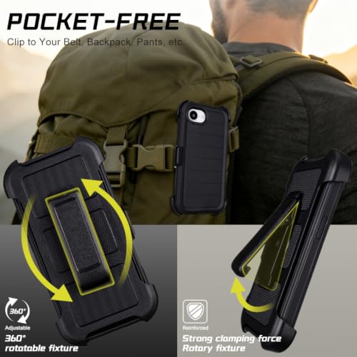 for Defender Phone Case iPhone 16e Case with Clip Holster Kickstand Black by yowtrey - Used condition - Image 3