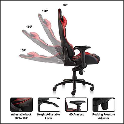 Image of CELLBELL GC05 Transformer X-Series Gaming /Racing Style Ergonomic High Back Chair Adjustable Back Cushion Chair for Gamers PU Leather [Red-Black]