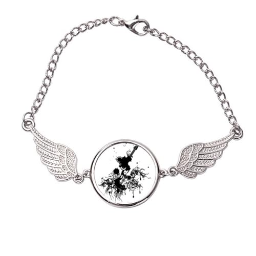 Bracelet guitare ailes d'ange en métal taille M pour exprimer votre passion