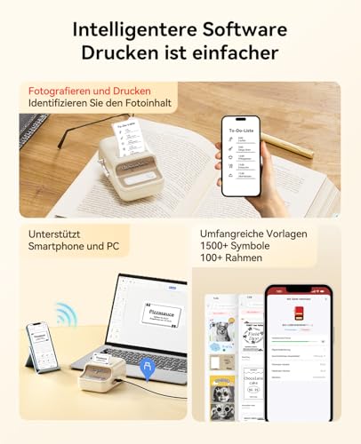 NIIMBOT B21Pro Etikettendrucker mit Größeres Etiketten, 300 DPI HD Etikettiergerät, Fotodrucker für Fotos, Notizen, Studiengrafiken, für Zuhause, Büro oder DIY-Projekte