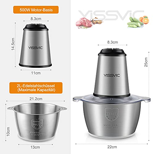 Foto von YISSVIC Zerkleinerer Universalzerkleinerer 1.5L 300W Elektrisch Multi-Zerkleinerer mit 2 Geschwindigkeitsstufen 4 Edelstahlmesser