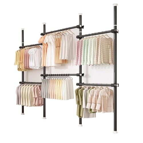 de vestuario telescópico, barra de ropa telescópica,Perchero extensible | de armario abierto sin cita, perchero de metal para tienda de venta al d