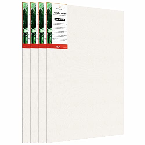 Image of Scholar Art Hobby Series 04 Oz (230 GSM) 100% Cotton Canvas Panel Board for Painting (White Blank Canvas Boards for Acrylic Paint, Oil Paint, Wet & Dry Media) | 20 inchx24 inch (50x60 cm), Pack of 4