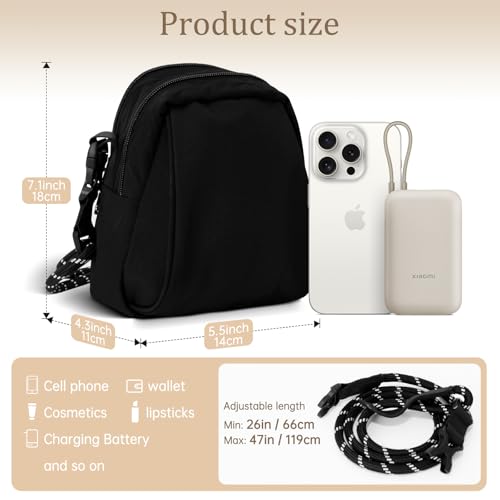 Small Crossbody Bags 2.8L for Women Unisex Multi Position Handbag with Adjustable Strap for Traveling Shopping Black2