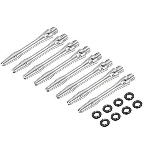 PATIKIL Aluminum Dart Shafts 35mm, 8 Pack 2BA Thread Dart Stems Replacement Accessories with Rubber Rings for Steel Tip, Silver