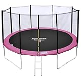 Pack Premium Trampoline de Jardin Rond pour Enfants 430cm réversible Rose/Gris Melbourne + Filet, échelle, bâche et kit d'ancrage, Montage Facile