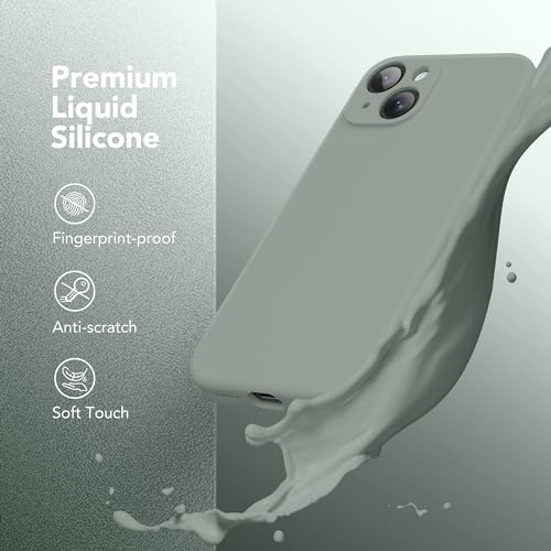 Image of Magnetic for iPhone 14 Case, Compatible with MagSafe, [Full Camera Protection][Screen Protector] Silicone Shockproof Protective Phone Case for iPhone 14 6.1 inch, Calke Green