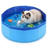 Katzenpool,30x10 cm Hundeplanschbecken und Hundepool Klein, Ideal für Katzen und kleine Hunde in Wohnungen, Faltbarer Pool zur Abkühlung und Unterhaltung (Blau)