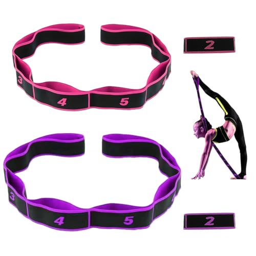 KEWUF 2 Pcs Banda elástica de Gimnasia para niños, Correa de Estiramiento con bucles, Bandas de Resistencia para Entrenadores en Entrenamiento de Gimnasia, Yoga, latín - Multicolor