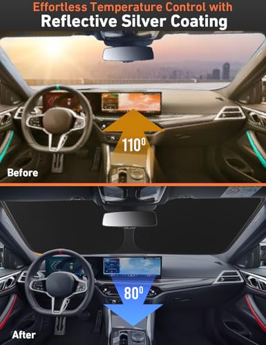 Image of EcoNour Windshield Sunshade Compatible for Mazda CX-9 2016-2024 2025 2026, Sun Visor for Front Windshield & Window Sun Shade Cover, UV Heat Blocker & Protector, Car Accessories