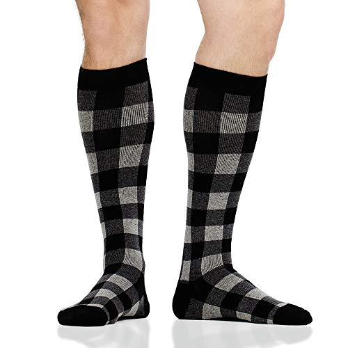 Vim & Vigr Cotton 15-20 Mmhg Graduated Compression Socks For Women & Men (Heathered Grey Montana Plaid, Large/X-Large (3)) #TOP1