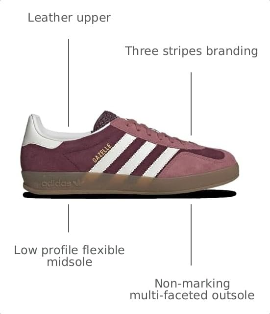 Image of adidas Gazelle Indoor Men's Shoes, Maroon /Cloud White /Preloved Crimson, Size 9.5
