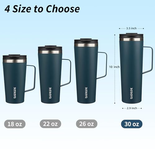 Image of BJPKPK 30oz Insulated Tumbler with Handle, Lid & Straw, Stainless Steel