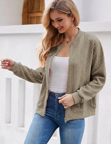 Image of Larmliss Women's Zip Up Cardigan Sweater Hoodies Long Sleeve Jacket Crewneck Casual Outerwear Spring Fall Trendy Coat Outfits