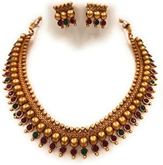 Traditional Temple Jewellery Lakshmi pendant set ruby Pearl Mango Design Mohan mala haram. Latest Wedding Jewellery Necklace for Women and Girls