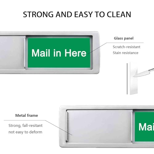 Image of Mail In Here Sign,No Mail Slider Sign for Home Office Restroom Conference Hotels Hospital, Slider Door Indicator Tells Whether Mail is Here Or No Mail, 7'' x 2'' - Silver