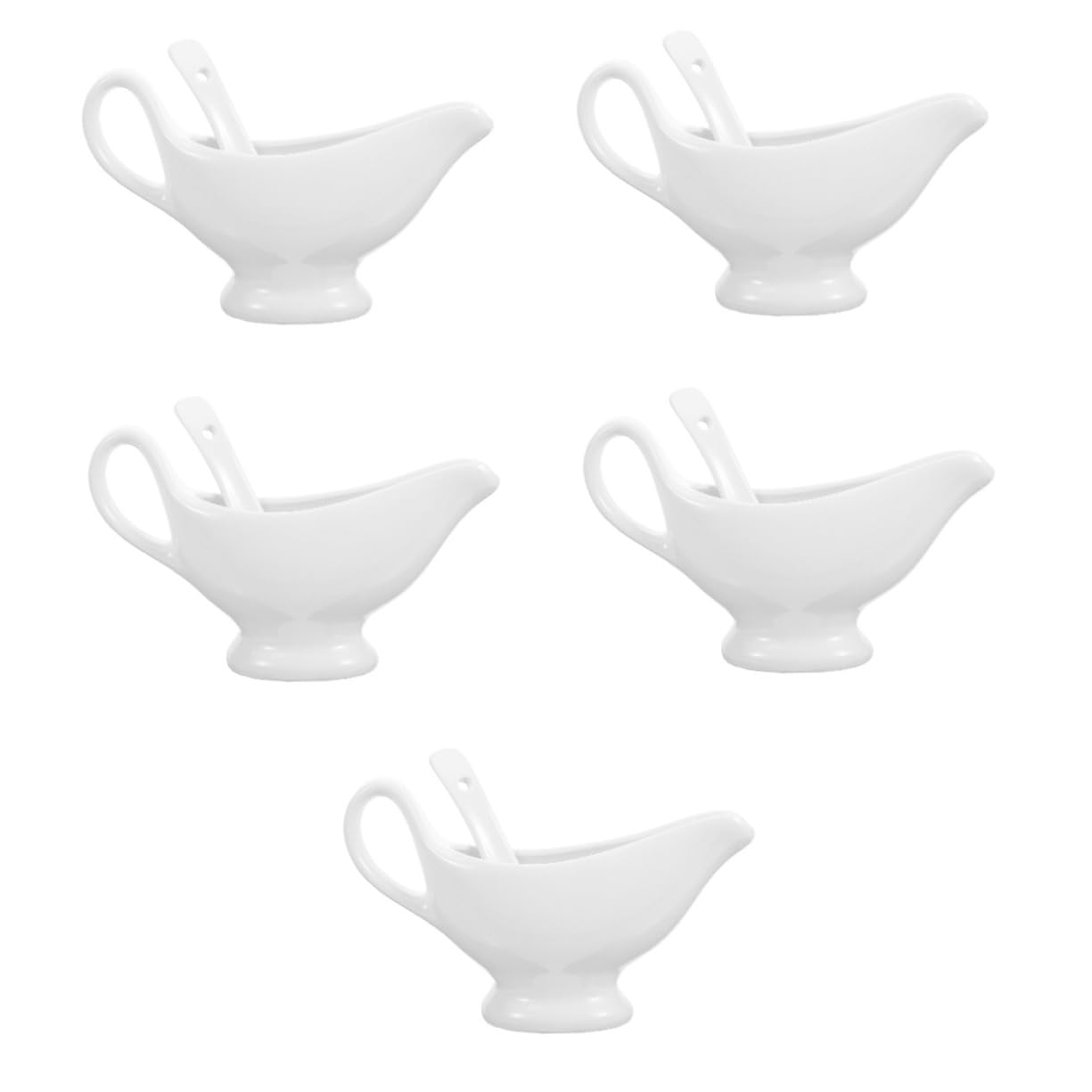 Alipis 5 Pièces Vaisselle en saucière récipient plat beurre à tartiner soucoupe beurrier double Assiette à sauce en céramique Saucière en céramique pichet à crème pichets de sauce blanche