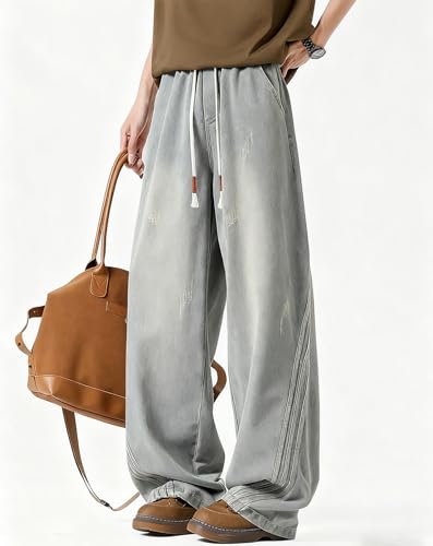 Baggy Jeans for Men Y2K Striped Design Low Rise Straight Leg Vintage Casual Denim Pants Harajuku Fashion Streetwear4
