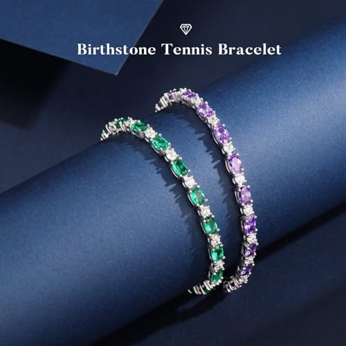 Iefil Tennis Bracelets for Women - 925 Sterling Silver Birthstone Bracelet, Anniversary Birthday Gifts for Women, Jewelry Gifts for Woman Her, 6.5"-7"3