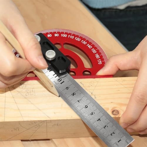 Medidor de ángulos semi circular con regla desmontable miniatura 4