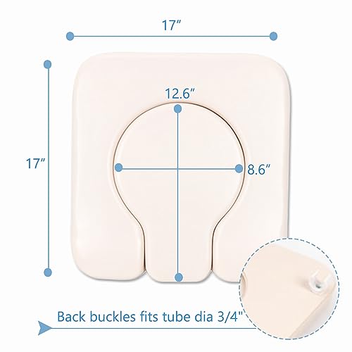 GBH-MED Elderly Replacement PU Seat Padded Cushion for Bedside Commodes, Shower Wheelchair, Toilet Chair (White)