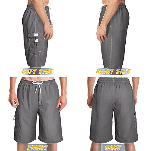 Srnede Mens Swim Trunks Swimming Trunks Swim Shorts Quick Dry 11 Inch With Mesh Lining Funny Swimwear Bathing Suits Grey thumb #4