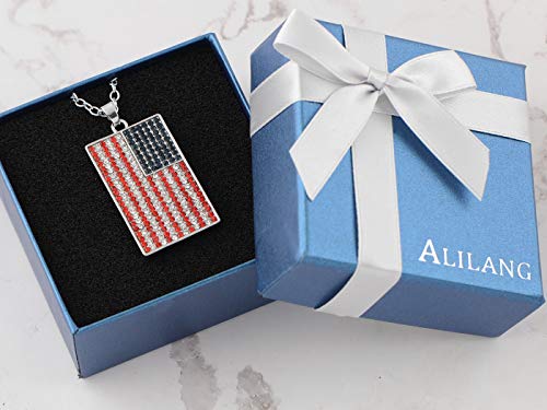 Alilang N1260 American Flag Jewelry Red Blue Crystal Rhinestones Necklace Pendant thumb #6