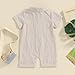 niceclould Baby Boy Vertical Striped Romper with Pockets One Piece Lapel Neck Short Sleeve Buttons Jumpsuit Spring Summer (C-Beige, 3-6 Months)