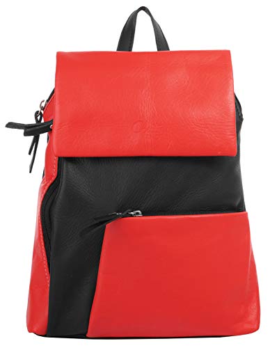 Cluty City-Rucksack Echt Leder Damen | Made in Italy, Daypack, Citybag, Schultertasche aus Leder | 020401