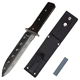 ProtectorTech Digger, coltello antiruggine, pala a mano per metal detector e per lavori di scavo in giardino (con manico di legno wenge e custodia in velluto a coste e affilacoltelli).