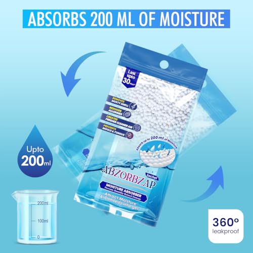 Image of Moisture Absorber with activated charcoal |Absorbs 200ml of moisture | Dehumidifier for Bags, Suitcases & Drawers | Protects against Moisture, Mold, Fungus & Bad Odor |