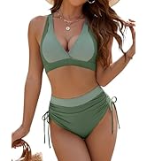 BMJL Women's High Waisted Bikini Sets Modest Tummy Control Swimsuit Two Piece Drawstring Bathing ...