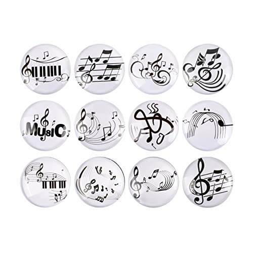 Glass Strong Music Note Refrigerator Magnets,12 Pack Magnetic Fridge Stickers,Whiteboard Cabinet Locker Dishwasher Magnets for Kitchen Office Classroom Supplies (Music Note Refrigerator Magnet)