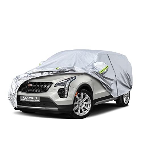Image of Koukou 6 Layers Car Cover Custom Fit Cadillac XT4 from 2018 to 2025, Waterproof All Weather for Automobiles, Sun Rain Dust Snow Protection. (Ships from US Warehouse, Arrive Within 3-7 Days)