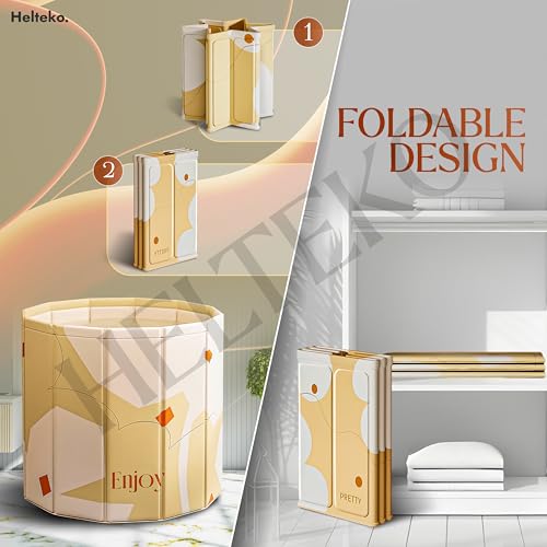 Image of Helteko Bath Tub for Adult for Bathroom, Foldable Tub for Home Use with Drainage Hole, Thickened Insulated Ice Bath Tub, Inflatable BathTub for Adults, Ice BathTub for Adults (Yellow Flower)