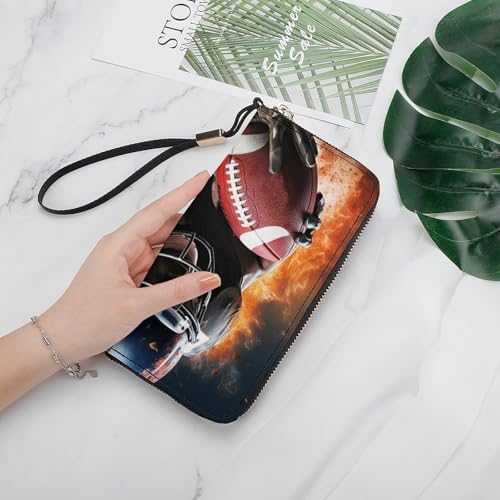 Cool American Football Wallet, Elegant Wristlet Wallet with Multi-Card Slots, PU Leather Long Purse for Women, Men4