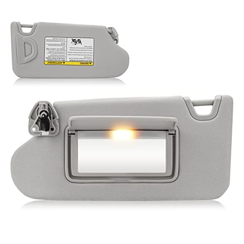 Sun Visor with Vanity Light for 2013-2018 Nissan Altima Without Sunroof Left Driver Side Gray Sunvisor Replacement 96401-3TA2A