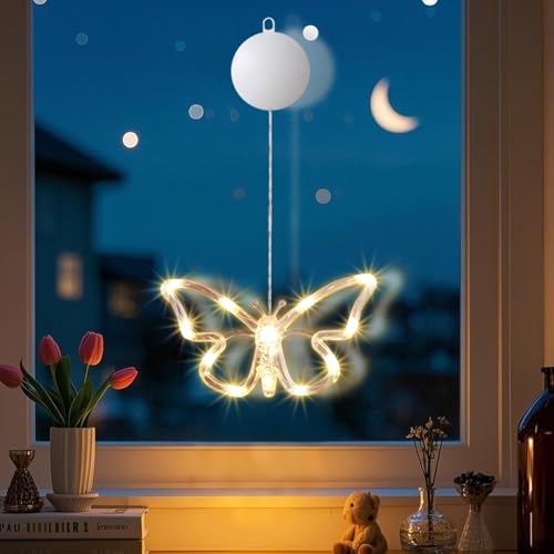 Zecnaud Butterfly Curtain Fairy String Lights for Window,LED Battery Powered