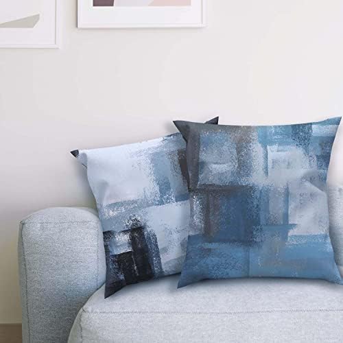 ROCK CLOUD Set of 4 Blue and Grey Art Modern Decorative Gray Throw Pillows Covers Cushion Cover for Bedroom Sofa Living Room 45 x 45 cm Home Decorative