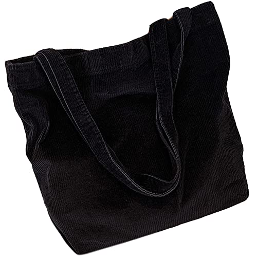 Tosenk Frauen Handtasche große Canvas-Tasche mit Innentasche Frauen große Kapazität Cord Handtasche für College Arbeit täglich, Büro, Schule Ausflüge und Shopping - schwarz (Schwarz) Cover