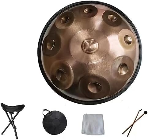 Percusión de Tambor Golden Handpan, Tambor de Acero Hand Pan 17 N...
