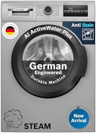 Bosch 8 kg 5 Star Front Load Fully-Automatic Washing Machine, Steam Hygiene, AI ActiveWater, 15 Wash Programs, No Tangle or W