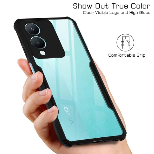 Image of Jkobi Hybrid Back Cover Case for VIVO Y28 5G (Shockproof with Polycarbonate Clear Panel | Professional Black)
