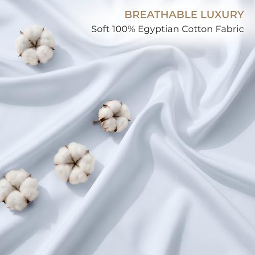 Image of SGI bedding 100% Egyptian Cotton Sheets RV King Size - 600 Thread Count Sheets Set, Soft, Cooling, 15 inch Deep Pocket, Luxury Hotel Bedding, Breathable, Durable - Light Blue