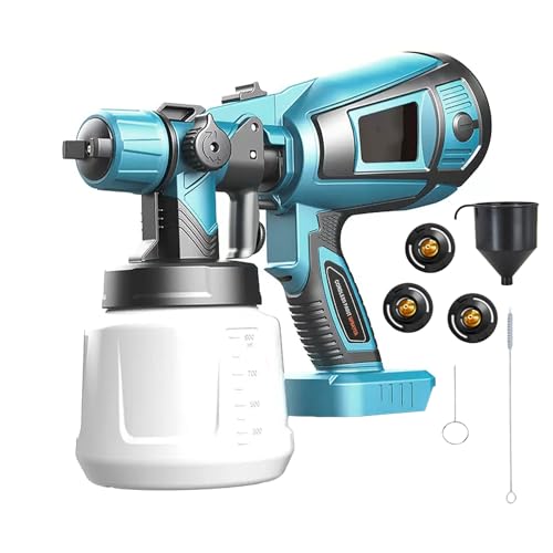 Cordless Paint Sprayer for Makita 18V Battery Mini Paint Sprayer 1000ml Tank 3 Nozzles(1.0/1.8/2.5mm) Cleaning Kit 3 Patterns for Walls Ceilings, Fence, Wood (No Battery)