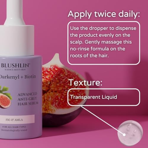 Image of Anti Grey Hair Serum with 2% Darkenyl | Hair Growth Actives with Biotin, Bhringraj, Henna & Amino Acid Complex | Strengthens Roots & Adds Shine | Toxin Free | All Hair Types 30ml