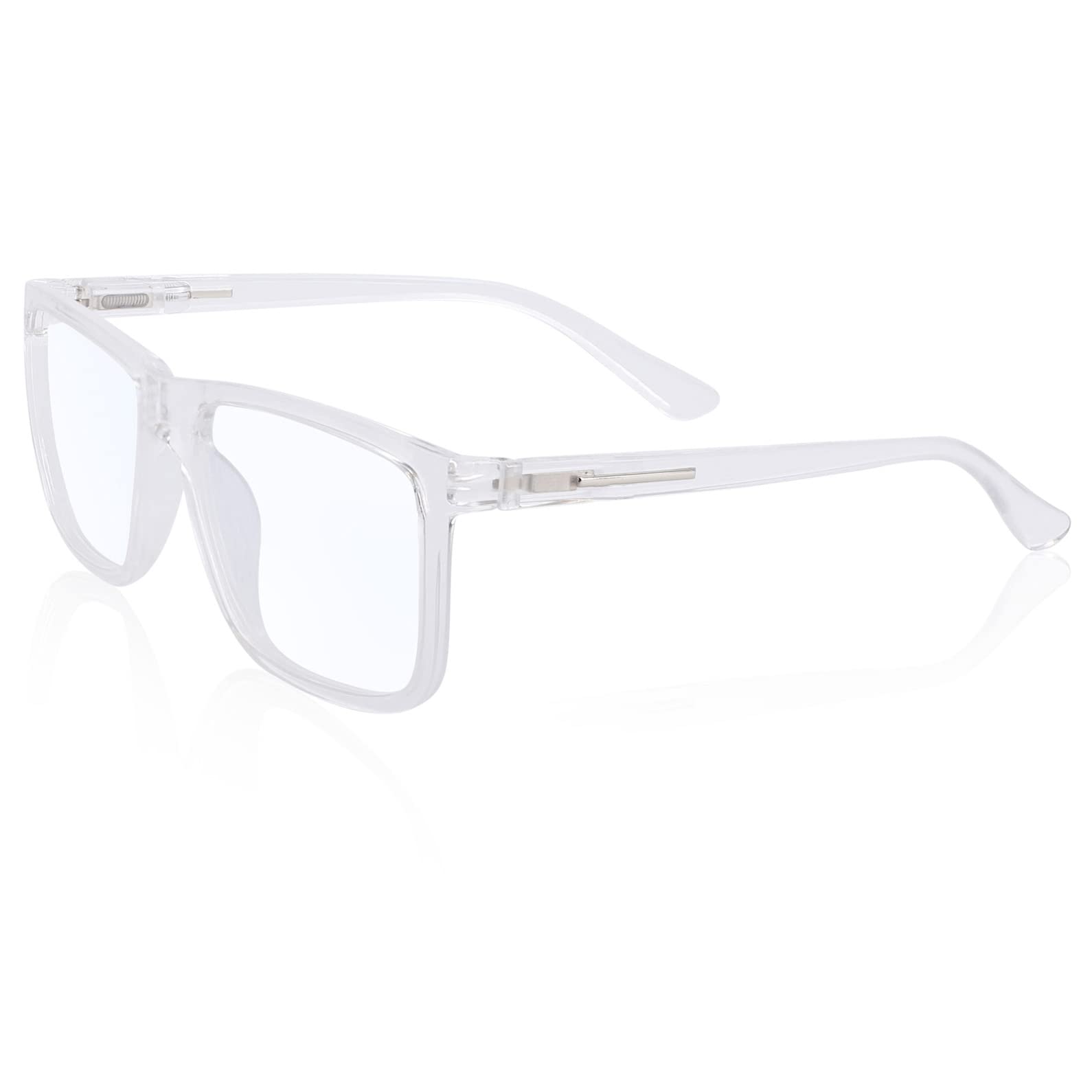 Mare Azzuro Men's Transparent Extra Large Anti-Blue Light Reading Glasses 2.75 Stylish Computer Readers Square Frame(Clear,275)