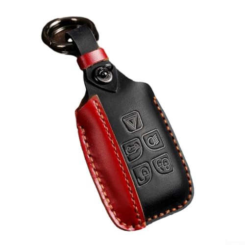 Gdfnmogo Coque de protection pour clé de voiture Jaguar Xe XF Shock F-Pace avec 5 boutons d'absorption F-type Plus pour télécommande de voiture en cuir (noir)