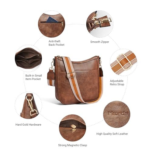 Image of Leather Crossbody Purse for Women Crossbody Bag for Daily Travel | Trendy Vegan Leather Medium Crossbody Purse with Adjustable Strap Women's Hobo Shoulder Handbags for Work