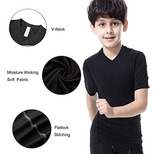 3 Pack Youth Boys Compression Shirt Athletic Short Sleeve Football Undershirts Quick Dry Jerseys Soccer Shirts #TOP4
